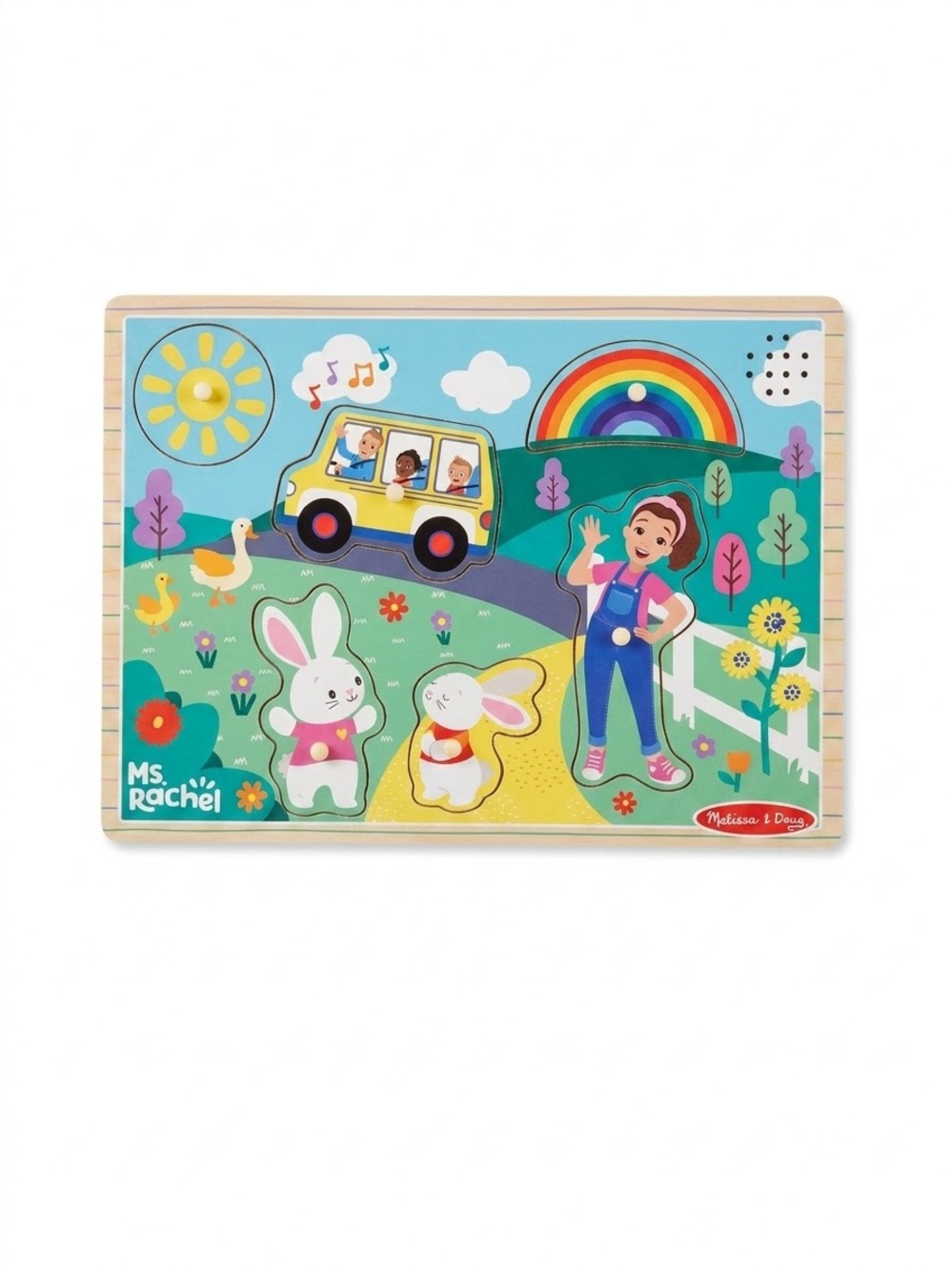 Melissa & Doug Ms. Rachel Farm Friends Wooden Peg Puzzle - Colorful